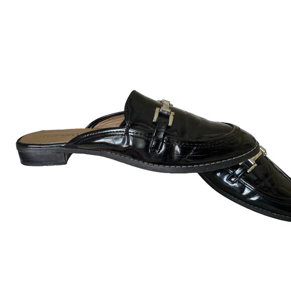 REPORT Quade Women’s Black Patent Leather Mule Loafers Size 8 Slip-On Flats - Picture 4 of 11